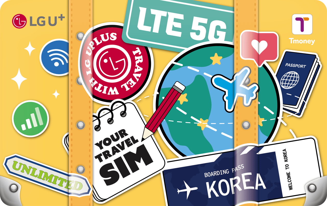 Korea 2-in-1 Unlimited Data SIM and T Money Transportation Card (Airport Pickup)